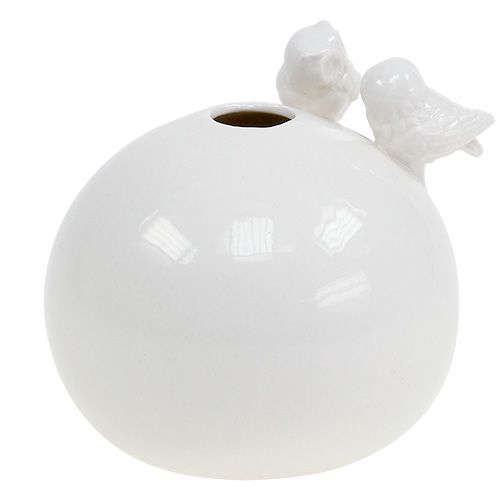 Vase mit Eulen Ø11,5cm Weiß