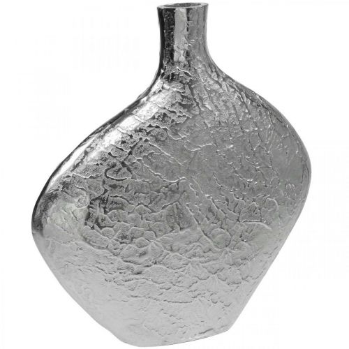 Floristik24 Deko Vase Metall Gehämmert Blumenvase Silber 33x8x36cm