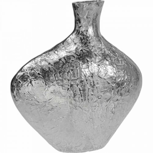 Floristik24 Deko Vase Metall Gehämmert Blumenvase Silber 24x8x27cm