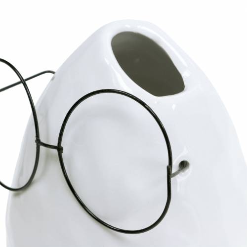 Artikel Vase mit Brille Osterdeko Keramik Weiß Ø8,5cm H13cm 3 St