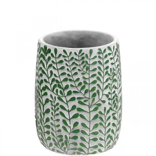 Artikel Blumenvase, Keramikdeko Beton-Optik, Vase mit Rankendekor Ø13cm H17cm