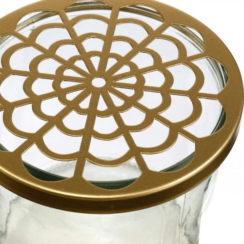 Floristik24 Glasvase mit Steckdeckel, Steckgitter, Tischvase mit Steckhilfe H10cm Ø10cm