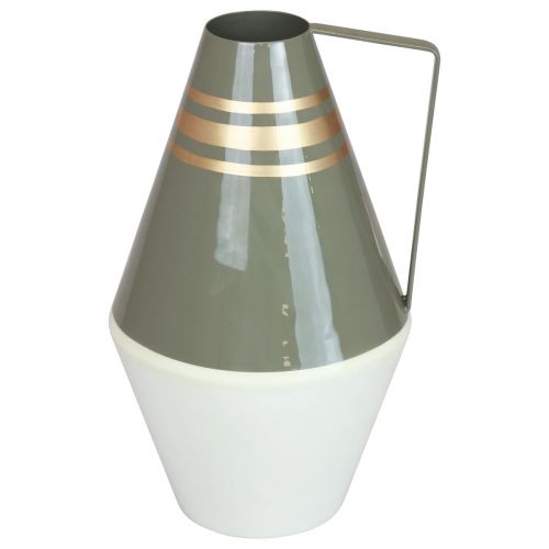 Artikel Vase Metall Henkel Grau/Creme/Gold Vintage Ø19cm H31cm