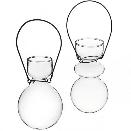 Floristik24 Mini Glasvasen zum Aufhängen Bügel Bauchig H11/11,5cm 2er-Set