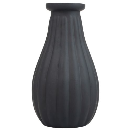 Artikel Vase Schwarz Glasvase Rillen Dekovase Glas Ø8cm H14cm