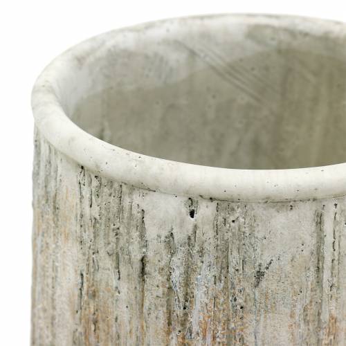 Floristik24 Übertopf Vase Beton Holzdesign Ø15cm