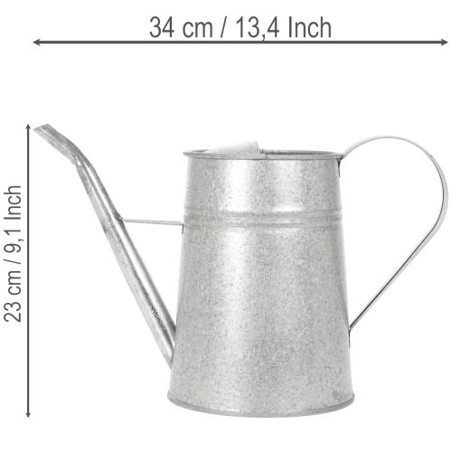 Verzinkte Gießkanne aus Metall 1,7L Grau H23cm für Blumendekoration und Pflanzgefäße | Floristik24.at