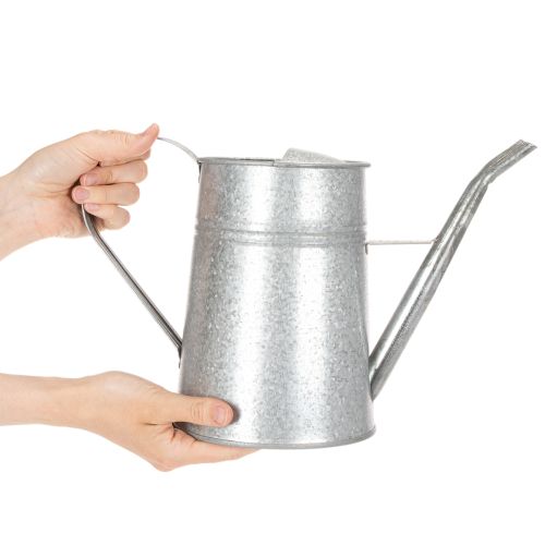 Verzinkte Gießkanne aus Metall 1,7L Grau H23cm für Blumendekoration und Pflanzgefäße | Floristik24.at