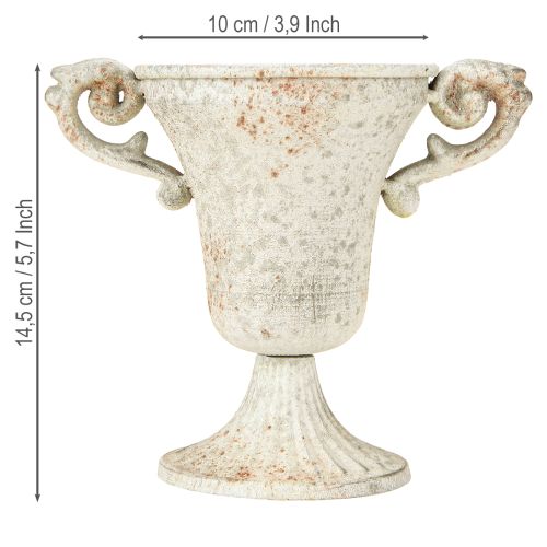 Artikel Vintage Deko Metall Pokal mit Henkel Shabby Chic H14,5cm