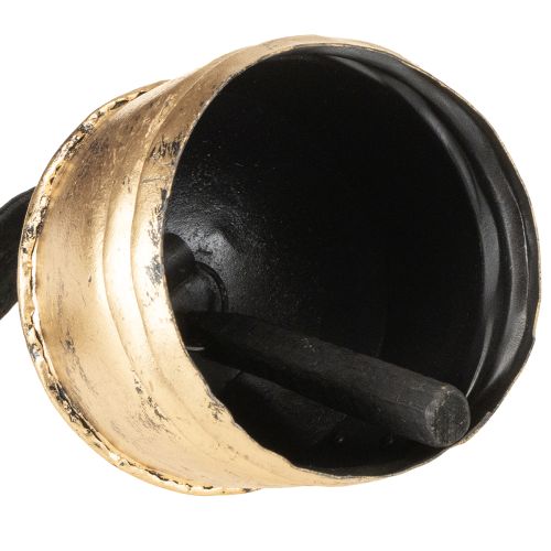 Artikel Dekorative Glocke aus Metall mit schwarzem Samtband und Used Look