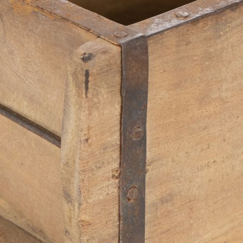 Vintage Holzkiste Pflanzkasten 30cm Natur Holz mit Metallbändern | Floristik24.at