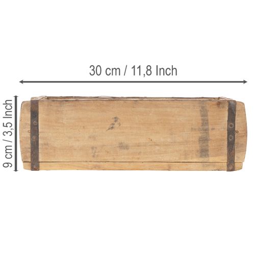 Vintage Holzkiste Pflanzkasten 30cm Natur Holz mit Metallbändern | Floristik24.at