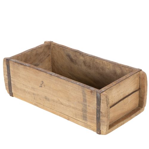 Vintage Holzkiste Pflanzkasten 30cm Natur Holz mit Metallbändern | Floristik24.at