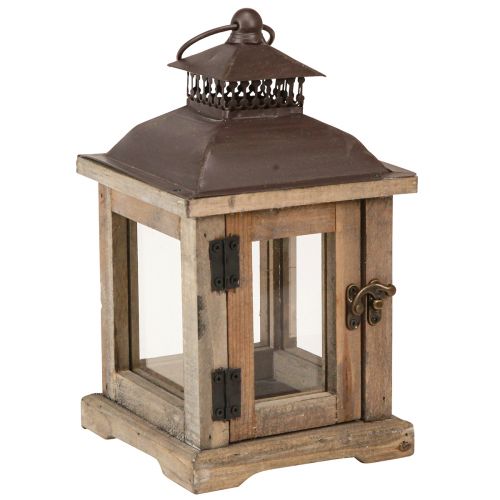 Floristik24 Vintage Laterne Dunkelbraun Holzlaterne 15×15cm H26cm
