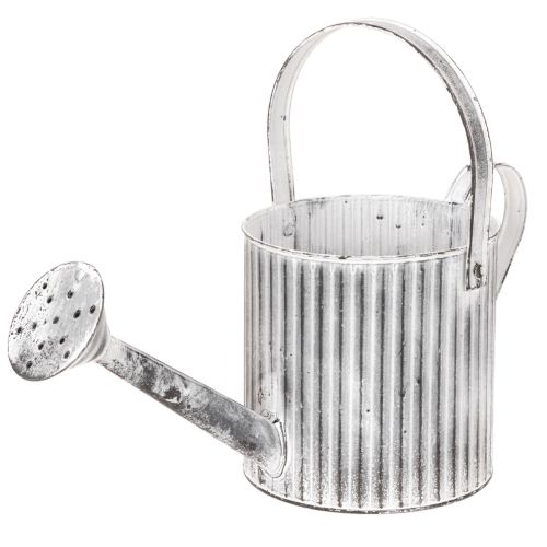Metall-Pflanzkanne Ø17cm, Gießkanne, Verzinkt, Grau-Weiß, für Deko und Bepflanzung bestellen | Floristik24.at