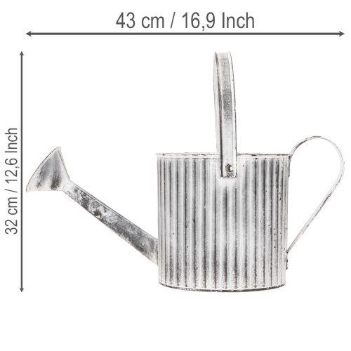 Metall-Pflanzkanne Ø17cm, Gießkanne, Verzinkt, Grau-Weiß, für Deko und Bepflanzung | Floristik24.at
