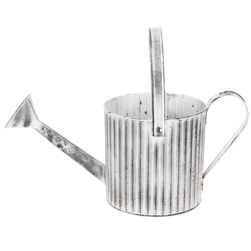 Metall-Pflanzkanne Ø17cm, Gießkanne, Verzinkt, Grau-Weiß, für Deko und Bepflanzung | Floristik24.at