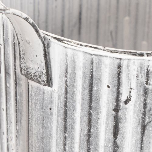 Metall-Pflanzkanne Ø17cm, Gießkanne, Verzinkt, Grau-Weiß, für Deko und Bepflanzung | Floristik24.at