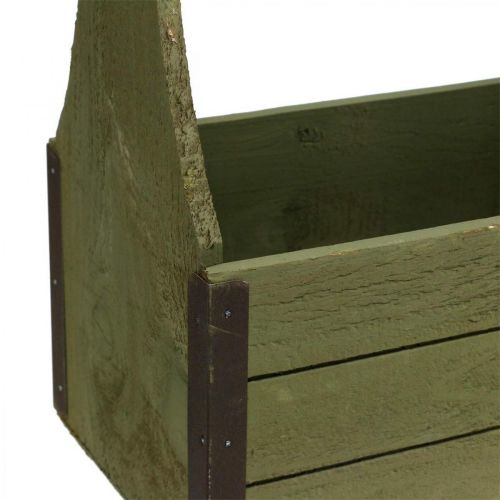 Floristik24 Vintage Pflanzkasten Holz Werkzeugkiste Olivgrün 28×14×31cm