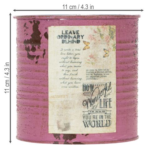 Artikel Vintage-Übertopf Deko-Dose Lila Metall Sommerdeko Ø11cm H10,5cm
