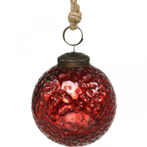 Floristik24 Vintage Weihnachtskugeln Glas Christbaumkugeln Rot Ø8cm 4St
