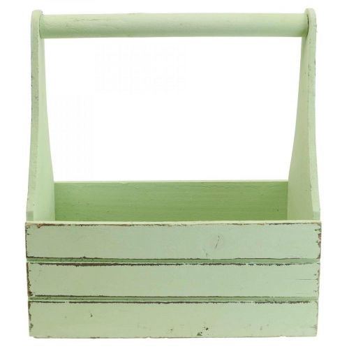 Floristik24 Vintage Blumenkasten Holz Pflanzkasten Grün 28×14×31cm