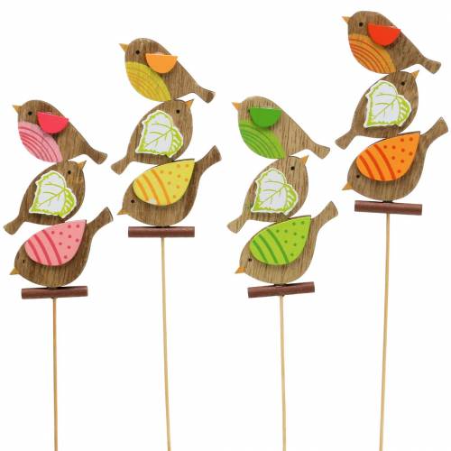 Artikel Frühlingsdeko Vögel mit Stab Holz Sortiert H10,5cm 12St