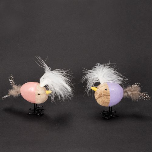 Artikel Deko Vogel Holz mit Federn und buntem Körper für Tischdekoration 10cm 6St