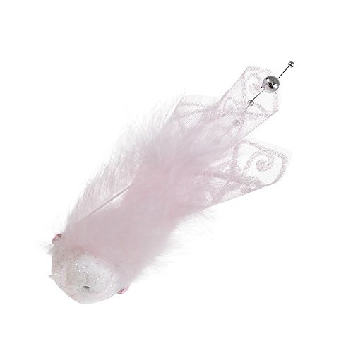 Floristik24 Vogel am Clip 14cm Rosa, Glimmer 2St