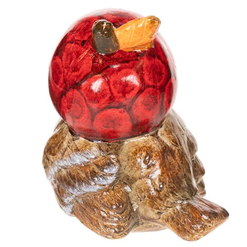Dekofigur Vogel aus Keramik mit roter Apfel-Mütze 13cm | Floristik24.at