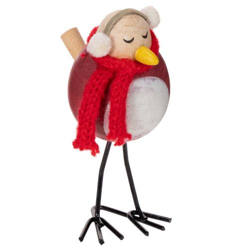 Deko-Vogel-Figuren mit rotem Schal 11 cm aus Holz und Metall, 4er-Set für Winterdekoration bestellen | Floristik24.at