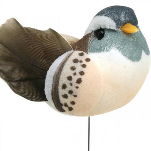 Floristik24 Vogeldeko, Vögel am Draht, Frühlingsdeko Blau, Braun H3,5cm 12St