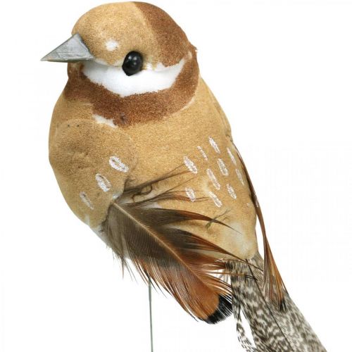 Artikel Frühling, Vogel am Draht, Dekovögel Naturfarben H7,5cm 12St