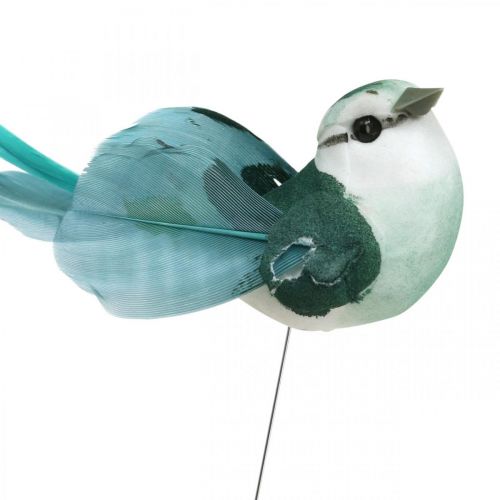 Floristik24 Deko-Vögel, Frühlingsdeko, Vögel mit Federn, Sommer, Vögel am Draht Bunt H3,5cm 12St