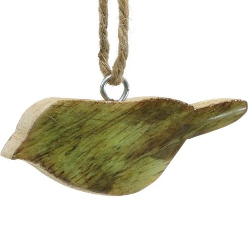 Floristik24 Vögel zum Hängen, Frühlingsdeko, Holzhänger Natur, Grün H4cm 6 St