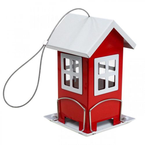Artikel Vogelfutterhaus Rotweiß Vogelfutterstation Metall H19cm