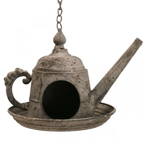 Deko Vogelhaus Vintage Deko Kanne Metall zum Hängen H51cm