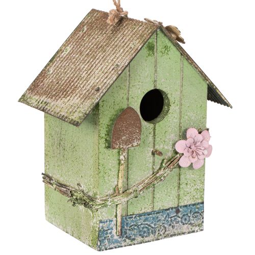 Vogelhaus mit Blumenverzierung romantische Landhausdekoration 19cm