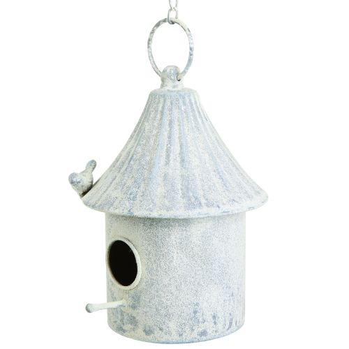 Floristik24 Vogelhaus zum Hängen Metall in Weiß Blau Ø15cm H21cm