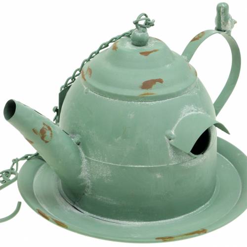 Floristik24 Vogelhaus Teekanne zum Hängen Mintgrün H15cm