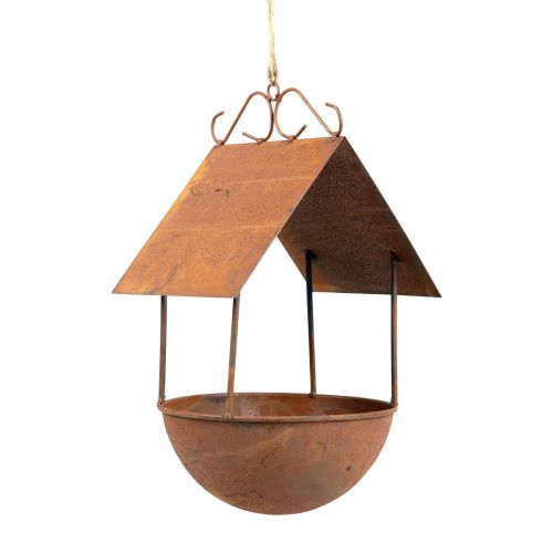 Deko Vogelhaus Vogelbad Edelrost Gartendeko 18,5×20×33cm