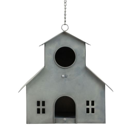 Floristik24 Vogelhaus zum Aufhängen Metall Grau 2-stöckig 24x15x26cm