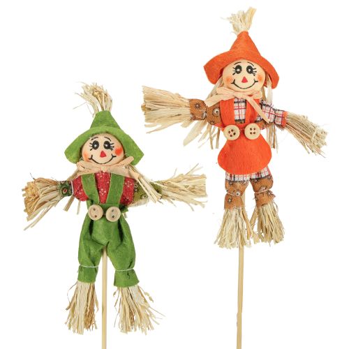 Vogelscheuche Blumenstecker Grün Orange H16cm 16 St