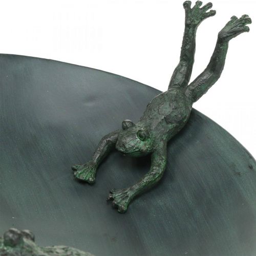 Floristik24 Vogeltränke mit Fröschen, Vogelbad Metalloptik Grün, Anthrazit Antik-Look Ø28,5cm H13,5cm