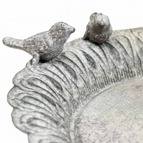 Floristik24 Vogeltränke auf Sockel Metall Grau, Weiß Gewaschen Ø28,3cm H26,5cm