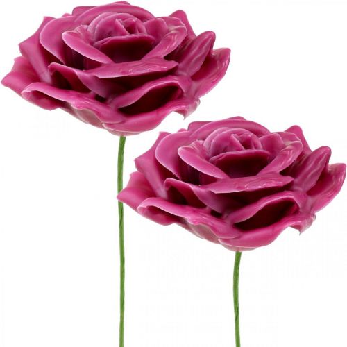 Floristik24 Wachsrosen Deko Rosen Wachs Pink Ø8cm 12 St