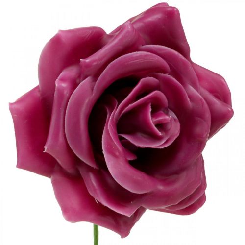 Floristik24 Wachsrosen Deko Rosen Wachs Pink Ø8cm 12 St