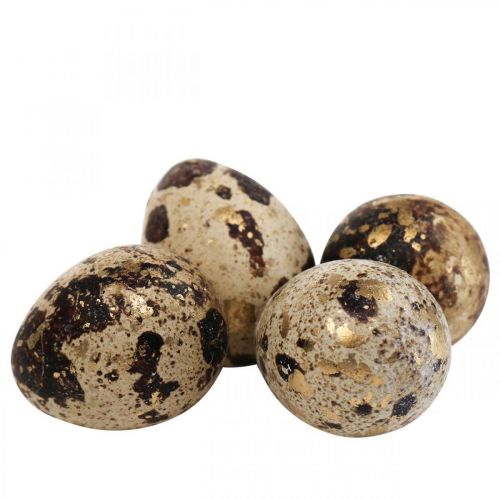 Wachteleier Deko Ausgeblasene Eier Natur/Gold 3cm 12St