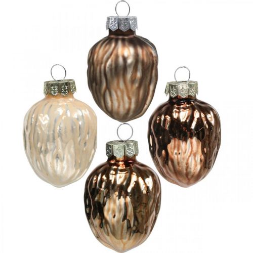 Christbaumschmuck Walnuss Deko Anhänger Glas 4,5cm 6St