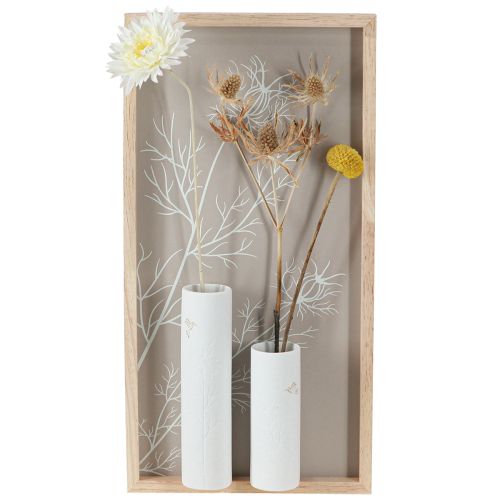 Artikel Wanddeko Wandbild Holz Mini Vasen Keramik Weiß H35cm